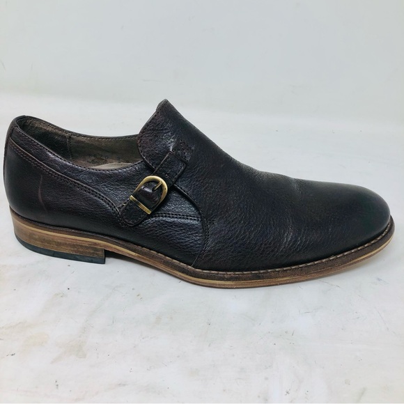 Valuni Brown Pebbled Leather Buckled Strap Oxfords - Picture 2 of 13